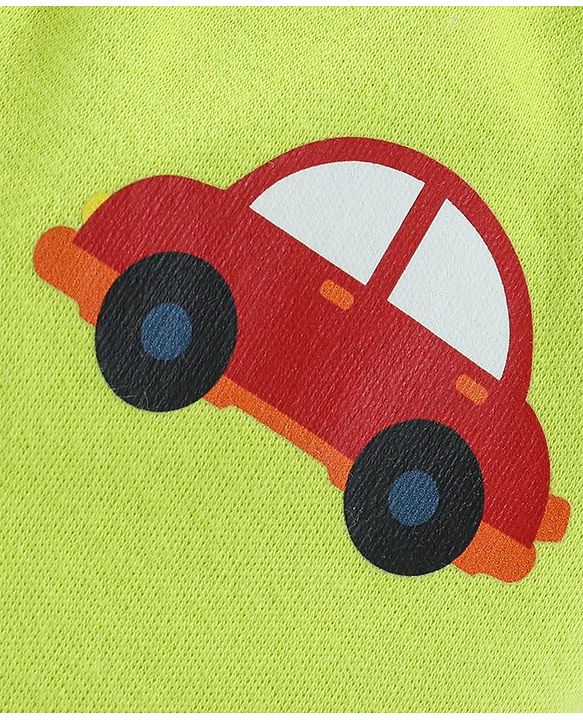 Babyhug Cotton Full Length Bootie Leggings Car Print Pack of 3 - Green White & Red