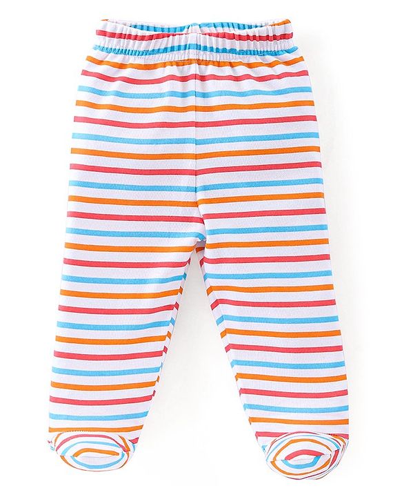 Babyhug Cotton Full Length Bootie Leggings Car Print Pack of 3 - Green White & Red