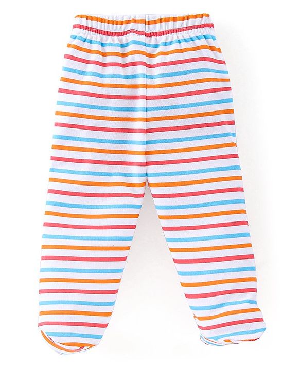 Babyhug Cotton Full Length Bootie Leggings Car Print Pack of 3 - Green White & Red