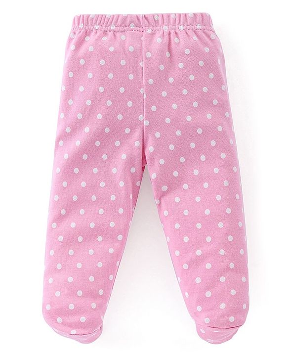Babyhug Cotton Full Length Bootie Leggings Deer Print Pack of 3 - Pink & Blue