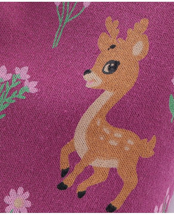 Babyhug Cotton Full Length Bootie Leggings Deer Print Pack of 3 - Pink & Blue