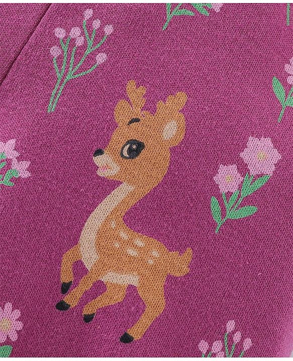 Babyhug Cotton Full Length Bootie Leggings Deer Print Pack of 3 - Pink & Blue
