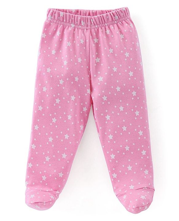 Babyhug Cotton Knit Footed Bootie Legging With Star & Lemon Print Pack of 3  - Red White & Pink