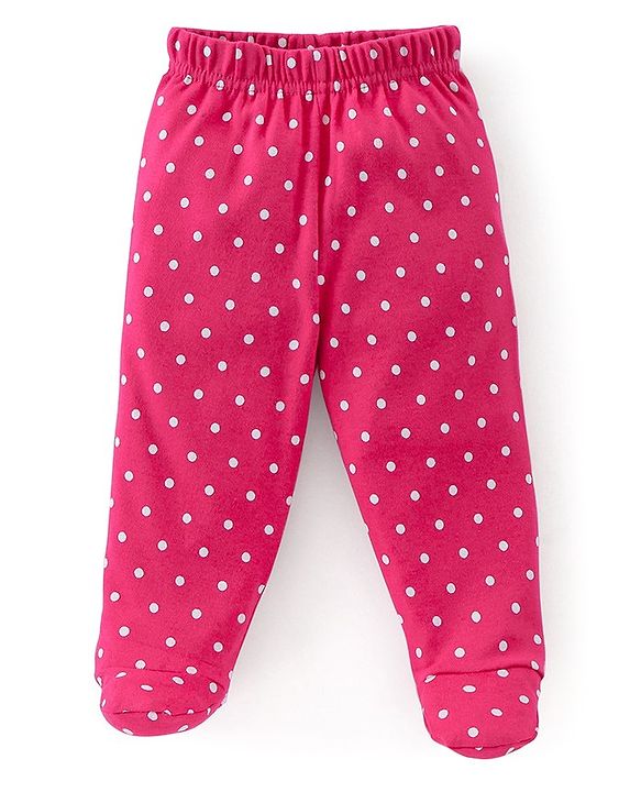 Babyhug Cotton Knit Footed Bootie Legging With Star & Lemon Print Pack of 3  - Red White & Pink