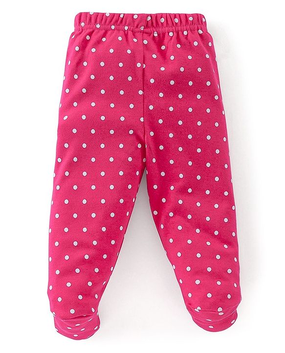 Babyhug Cotton Knit Footed Bootie Legging With Star & Lemon Print Pack of 3  - Red White & Pink