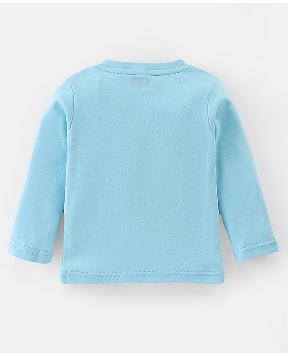 Babyhug Interlock Knit Full Sleeves Night Suit Stripes & Bear Print - Blue