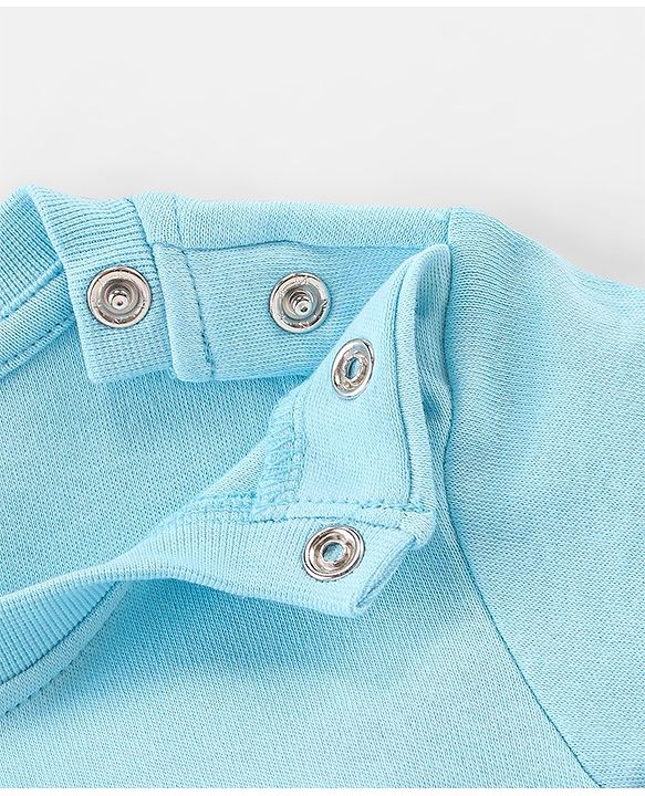 Babyhug Interlock Knit Full Sleeves Night Suit Stripes & Bear Print - Blue