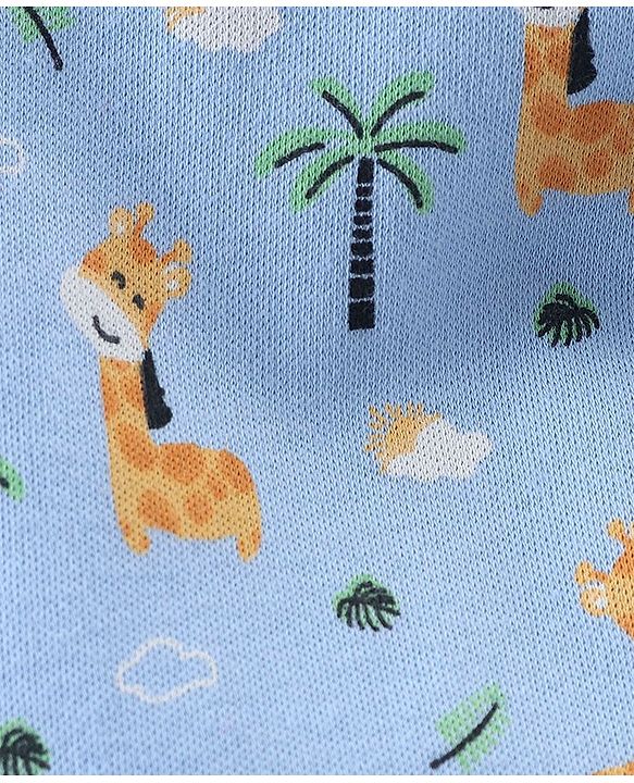 Babyhug Cotton Full Length Bootie Leggings Stripes & Giraffe Print Pack Of 3- Blue