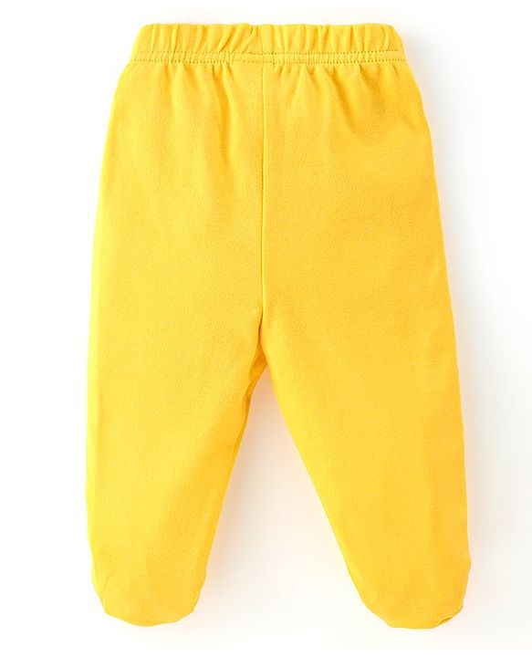 Babyhug Cotton Footed Bootie Leggings Striped & Dino Print Pack of 3 - White Blue & Yellow