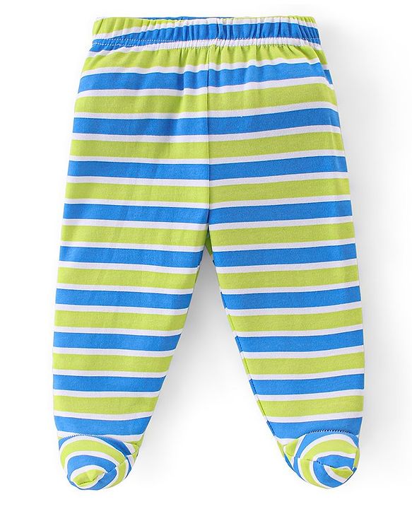 Babyhug Cotton Full Length Bootie Leggings Dino Print Pack of 3 - Green & Blue
