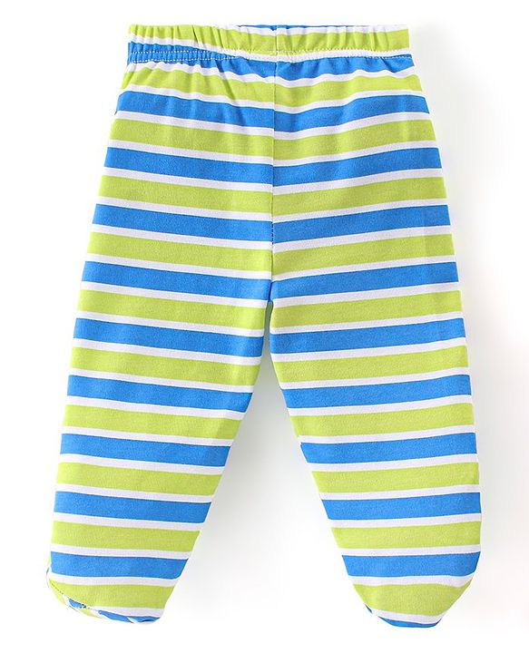 Babyhug Cotton Full Length Bootie Leggings Dino Print Pack of 3 - Green & Blue