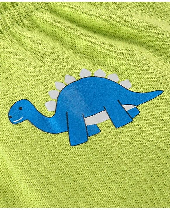 Babyhug Cotton Full Length Bootie Leggings Dino Print Pack of 3 - Green & Blue