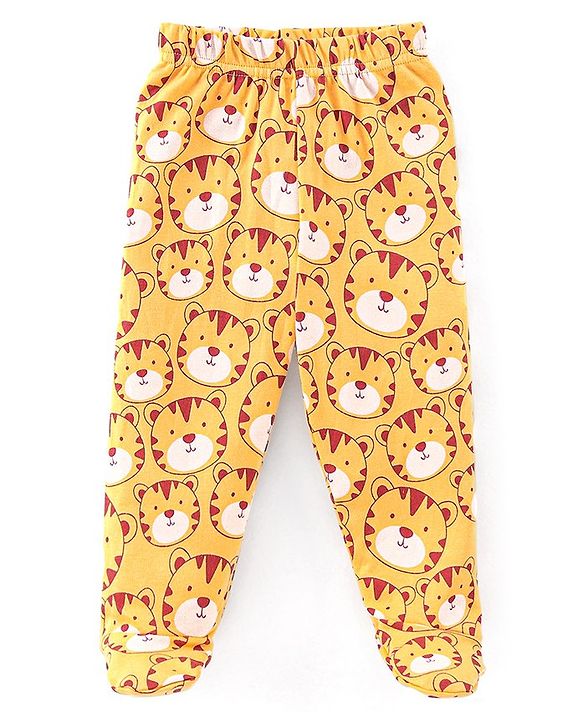 Babyhug Cotton Interlock Knit Bootie Legging Stripes & Tiger Print Pack of 3 - Multicolor