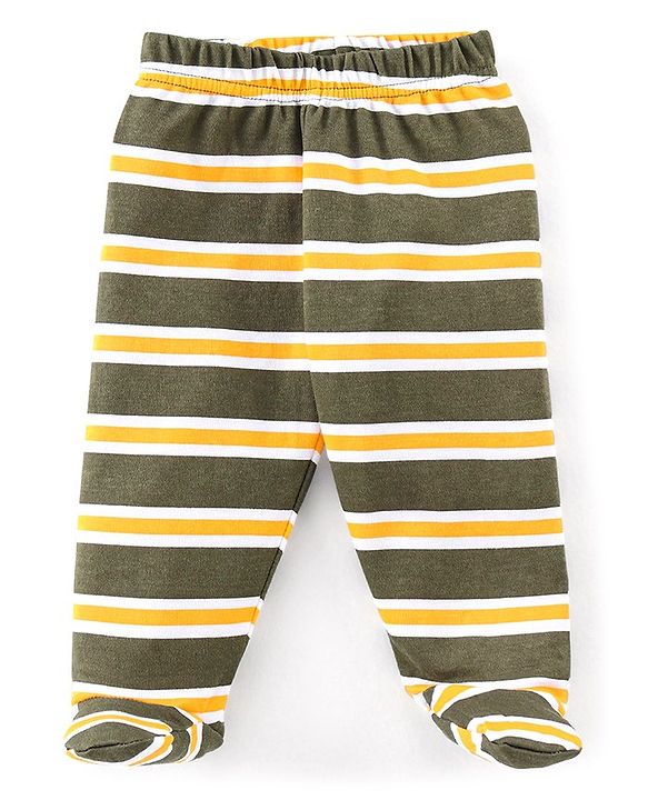Babyhug Cotton Interlock Knit Bootie Legging Stripes & Tiger Print Pack of 3 - Multicolor