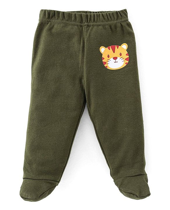 Babyhug Cotton Interlock Knit Bootie Legging Stripes & Tiger Print Pack of 3 - Multicolor