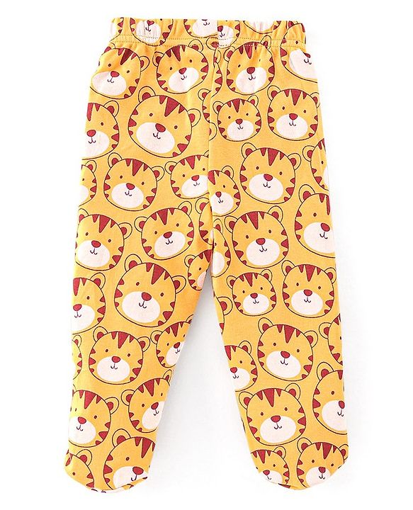 Babyhug Cotton Interlock Knit Bootie Legging Stripes & Tiger Print Pack of 3 - Multicolor