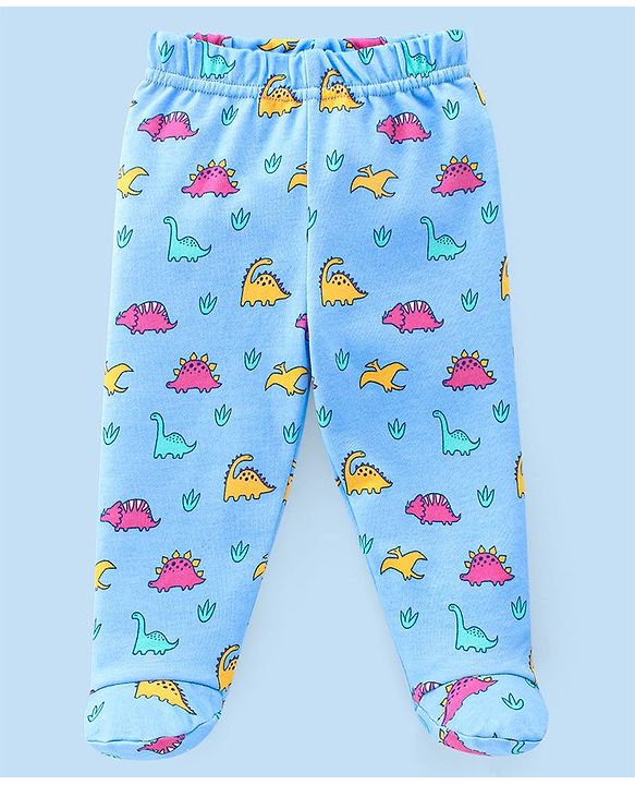 Babyhug Cotton Interlock Knit Bootie Legging Dino Print Pack of 3 - Multicolor