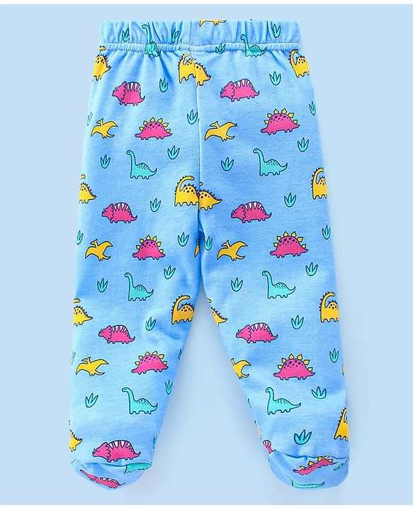 Babyhug Cotton Interlock Knit Bootie Legging Dino Print Pack of 3 - Multicolor