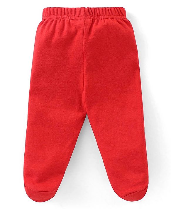 Babyhug Cotton Knit Footed Bootie Leggings Stripes Car & Truck Print Pack of 3- Multicolour