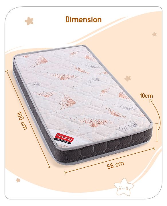 Babyhug Quilted Covered Memory Foam & Plush Baby Mattress - Grey