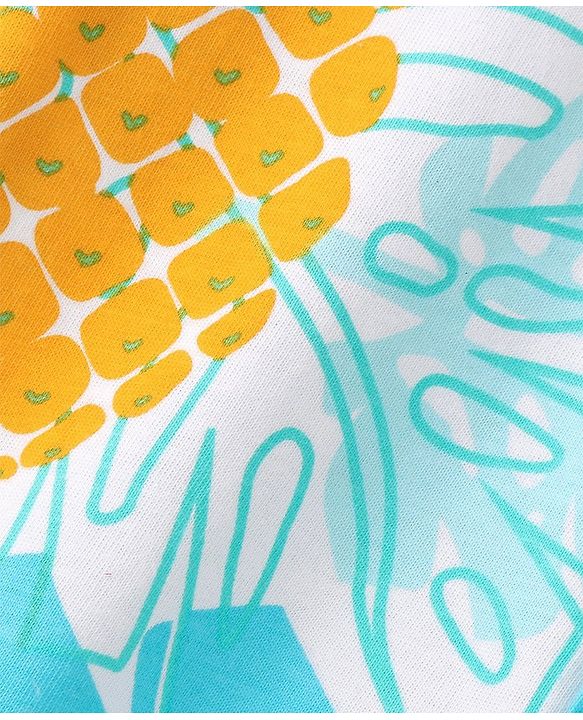Babyhug 100% Cotton Knit Half Sleeves Shirt Pineapple Print - Blue