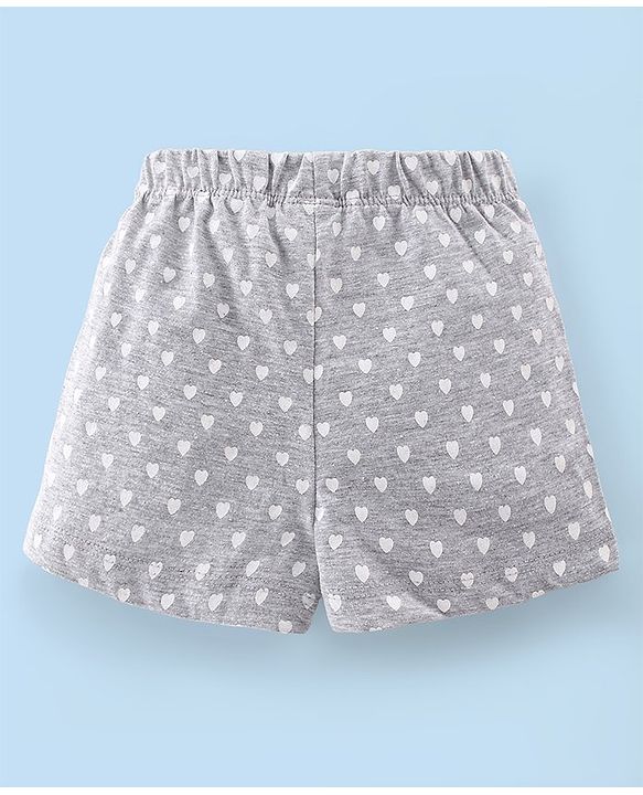 Babyhug Single Jersey Knit Half Sleeves Night Suit with Bunny Print & Patch - White & Grey