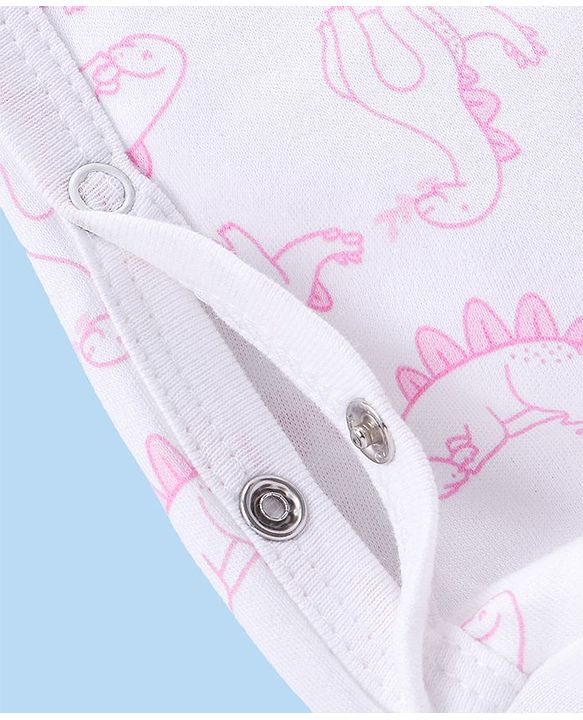 Babyhug Interlock Full Sleeves Sleepsuit Dino & Polka Dots Printed - Pink