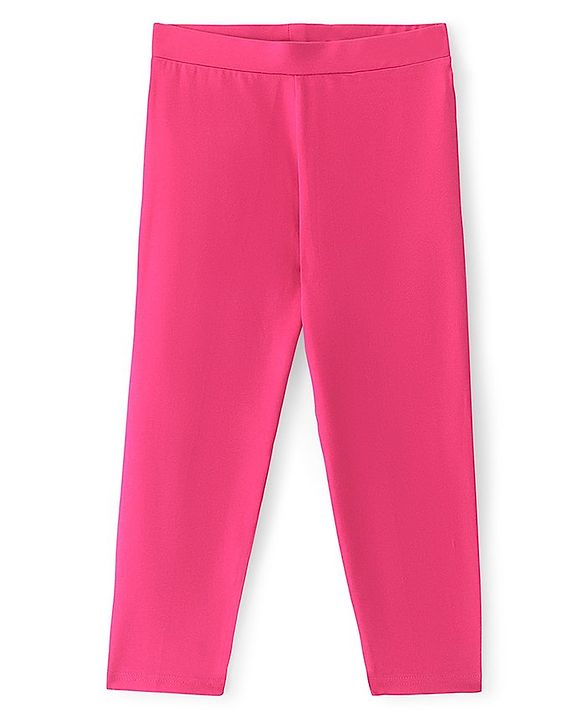 Pine Kids Cotton Lycra Knit Full Length Solid Color Legging - Raspberry Sorbet