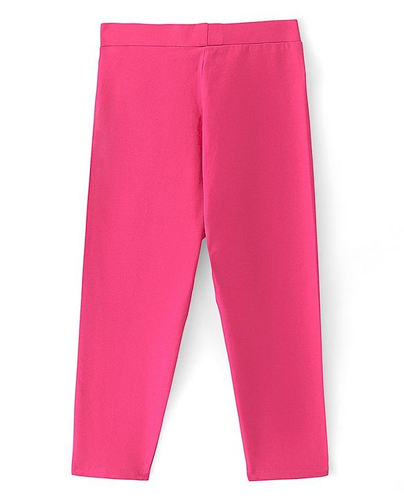 Pine Kids Cotton Lycra Knit Full Length Solid Color Legging - Raspberry Sorbet
