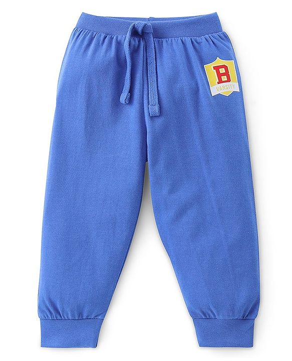 Babyhug Cotton Full Length Lounge Pants Football Print Pack of 2 - Blue & Yellow