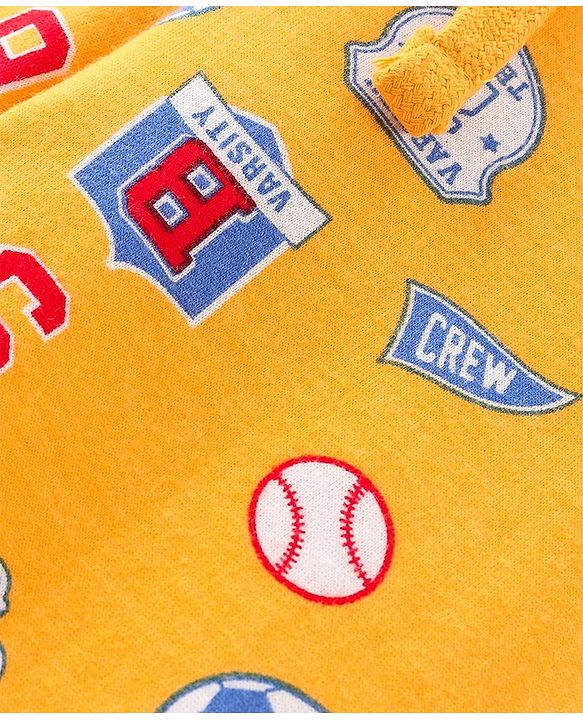 Babyhug Cotton Full Length Lounge Pants Football Print Pack of 2 - Blue & Yellow