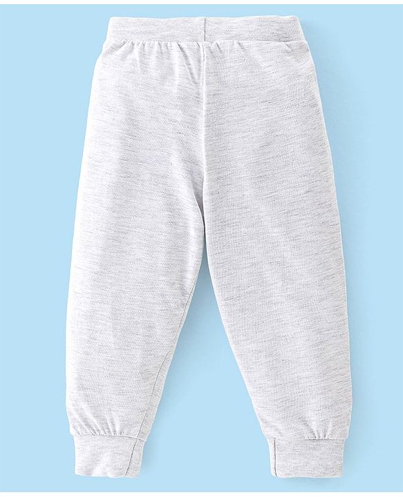 Babyhug Cotton Knit Full Length Lounge Pant With Panda & Hippo Print Pack Of 2 - Grey & Red