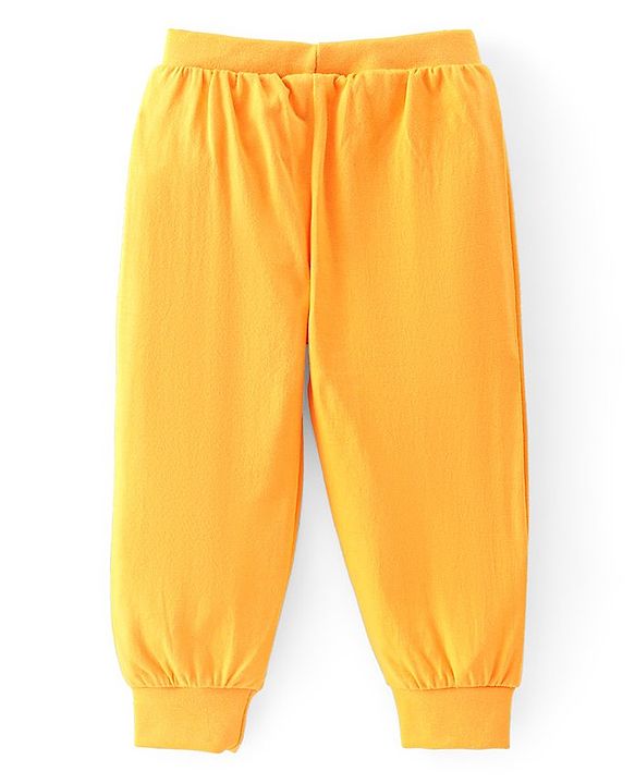 Babyhug Cotton Jersey Knit Full Length Lounge Pants Dino Printed Pack of 2 - Green & Yellow