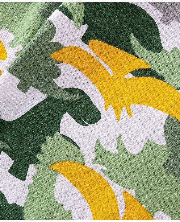 Babyhug Cotton Jersey Knit Full Length Lounge Pants Dino Printed Pack of 2 - Green & Yellow
