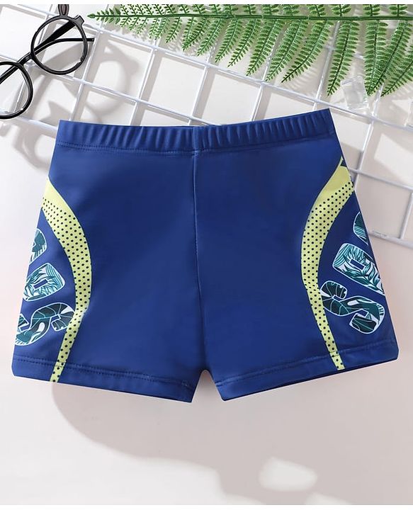 Pine Kids Swimming Trunks with Text Print-  Navy Blue