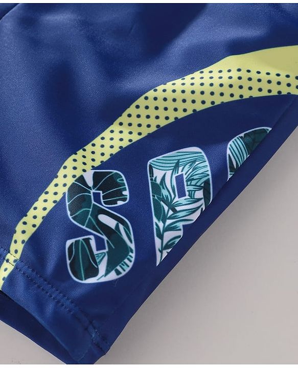 Pine Kids Swimming Trunks with Text Print-  Navy Blue