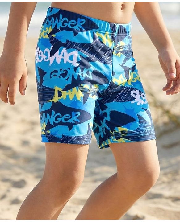 Pine Kids Printed Swimming Trunk- Blue
