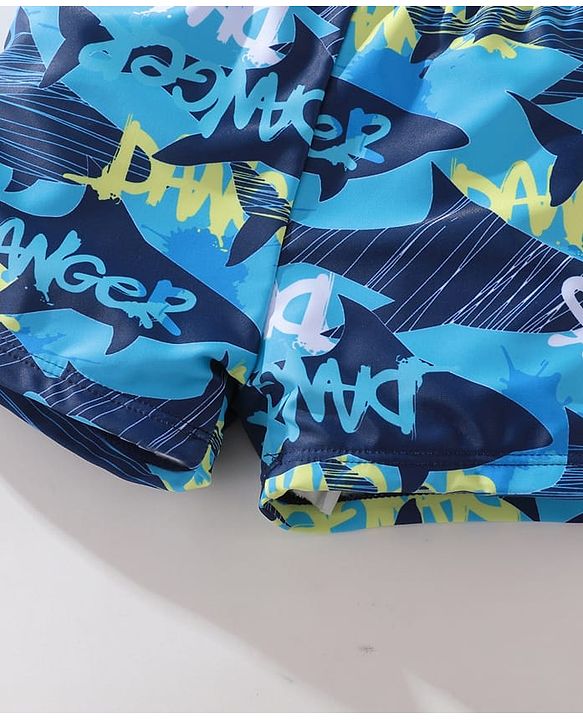 Pine Kids Printed Swimming Trunk- Blue