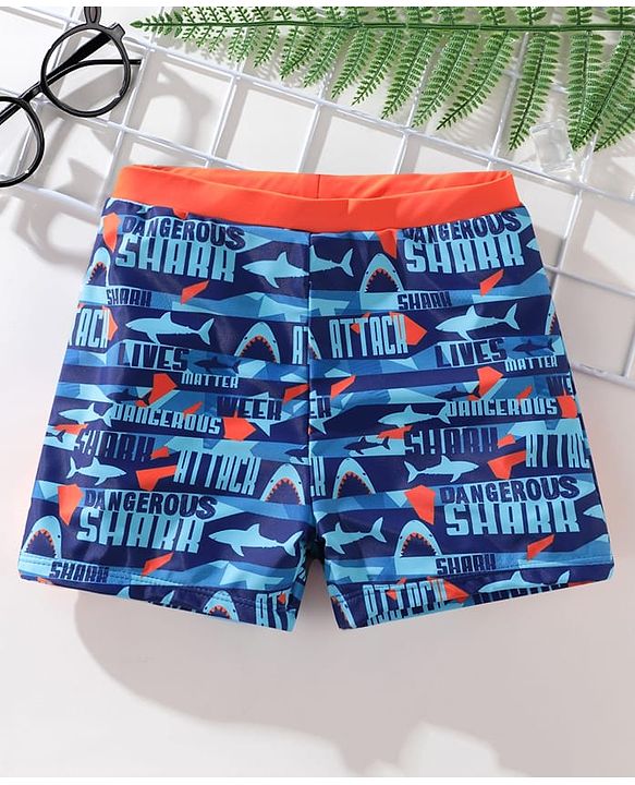 Pine Kids Swimming Trunk Shark Print- Blue