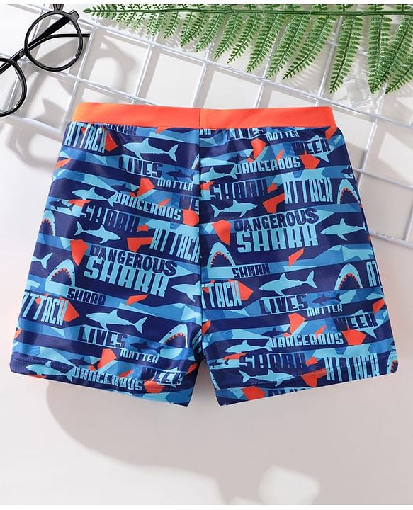 Pine Kids Swimming Trunk Shark Print- Blue