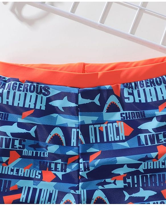 Pine Kids Swimming Trunk Shark Print- Blue