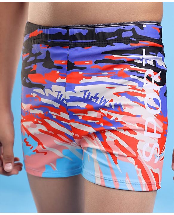 Pine Active Text Print Swimming Trunk - Multicolor