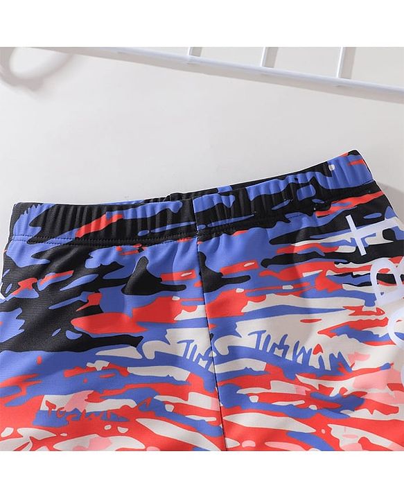 Pine Active Text Print Swimming Trunk - Multicolor