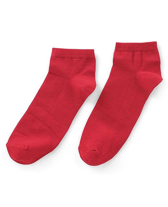 Pine Kids Cotton Blend Knit Low Ankle Length Solid Color School Socks Set Pack of 3 - Red