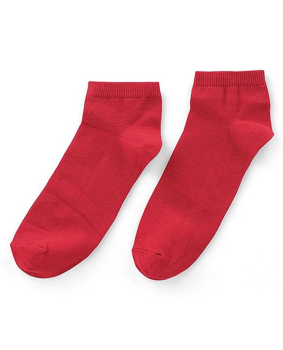 Pine Kids Cotton Blend Knit Low Ankle Length Solid Color School Socks Set Pack of 3 - Red