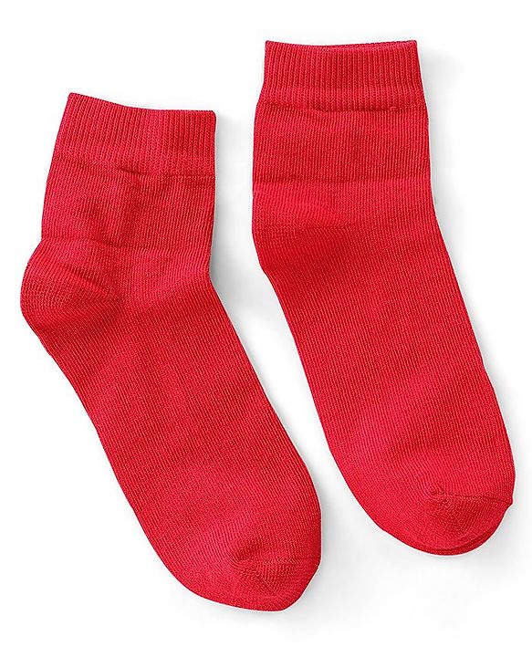 Pine Kids Cotton Blend Knit Ankle Length Solid Color School Socks Set Pack of 3 - Red
