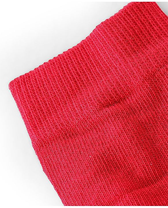 Pine Kids Cotton Blend Knit Ankle Length Solid Color School Socks Set Pack of 3 - Red