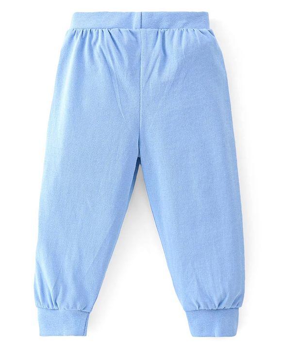 Babyhug Cotton Full Length Lounge Pants Text Print Pack of 2 - Blue & Red