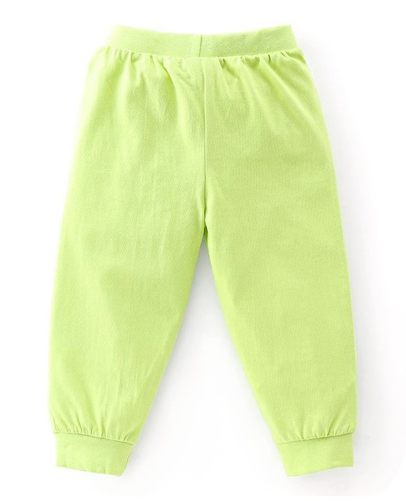 Babyhug Cotton Jersey Knit Full Length Lounge Pants Dino Printed Pack of 2 - Green & Blue