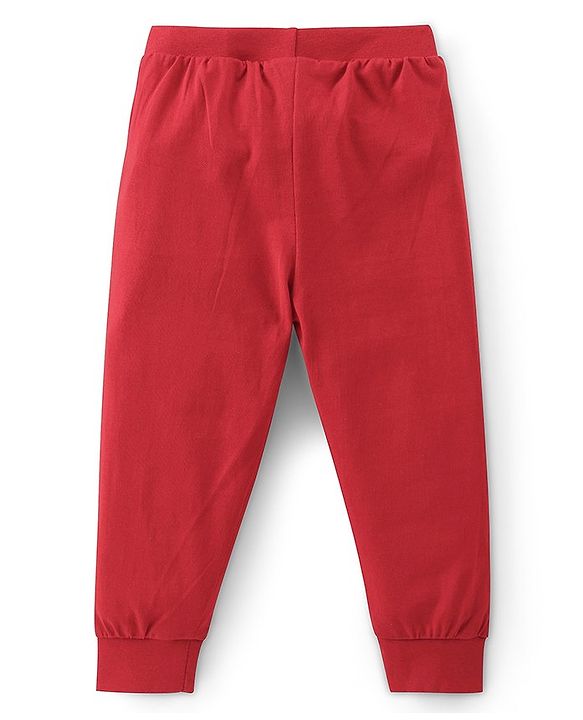 Babyhug Cotton Full Length Lounge Pant Text Printed Pack of 2 - Red & Blue
